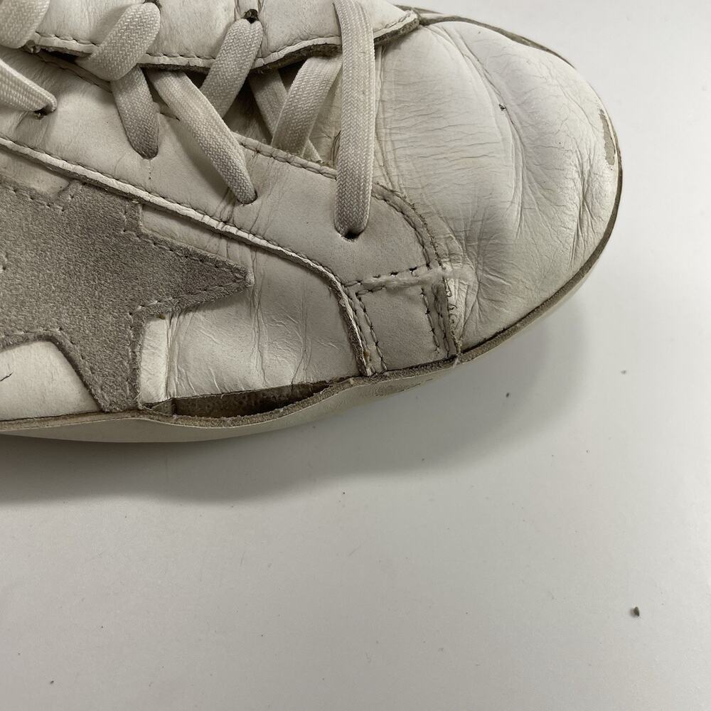 Golden Goose Super-Star White Leather Sneakers Grey Suede Star Taupe 39/9 - Picture 8 of 14